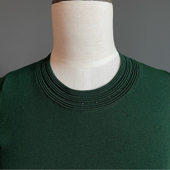 Sandro Paris Brandy Banded Waist Knit Dress – Emerald Green (Size 2 / XS) - Picture 6 of 14